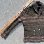 Ralph Lauren Vintage Lauren  Lambswool Olive Green Fair isle Cardigan Sweater MED Photo 7