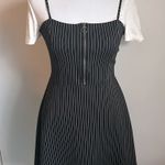 EXPRESS Quarter Zip-Up A-Line Pin Stripe Skater Mini Dress Photo 0