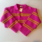 ZEN ISLAND Boutique Women’s Long Sleeve Collared & Striped Crop Sweater NWT Sz M Yellow Size M Photo 2
