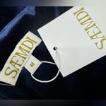 Saemdi Velvet Cross Neck Midi Dress Navy Blue size Medium New with Tags Photo 5