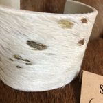 Southern Living Cream and Gold Hair on Hide Cuff Bracelet Photo 2