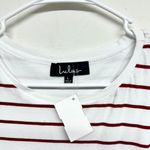 Lulus Women Cafe Society White and Red Short Sleeve Striped Shirt Dress Large Photo 2