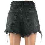 ZARA  Women's Black High Waisted Straight Frayed Cut Off Denim Jean Shorts Size 8 Photo 2