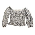 Lost + Wander NWT  Blue Leopard Size Medium Women Long Sleeve‎ Square Neck Top Photo 1