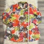 Ali Miles textured burnout multi color button front shirt top L Size L Photo 7