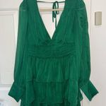 WAYF Emerald Tiered Long Sleeve Dress V-Neck Size Large Photo 0