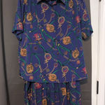 Alfred Dunner Purple Pleated Blouse & Skirt, Vtg Women's Size 16, Watch & Horse Photo 0