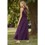 Anthropologie Deep V Ruffled Maxi Dress Adjustable Back Tie Dark Purple … Photo 2