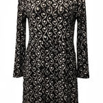 Aryeh knit dress. Cream on black geometric print. Size Medium Photo 0