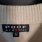 Poof White Crew Neck Sweater with‎ Laced Shoulder Design Size Small Photo 2