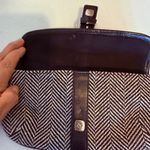 Banana Republic Clutch Black Herringbone Wool Blend Leather Trim Wristlet Bag Photo 3