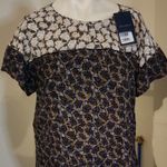 Piazza Sempione  Hobo Chic Silk Black Brown and White Floral Blouse Size 42 Photo 0