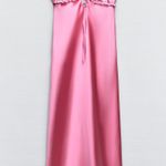 ZARA maxi dress hot satin pink lingerie style ruffled midi party Wedding cocktail Valentine’s date Photo 4