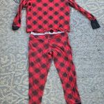 Victoria's Secret Victoria’s Secret Waffle Knit Long Sleeve Plaid Pajama Set Red Medium Photo 5