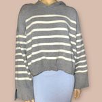 VICI women’s Striped Grey/White knitted pull over hoodie Sweater size XL Photo 1