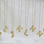 Bubble Balloon Letter R Initial Necklace Gold Photo 2
