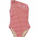 J.Crew  Red White Stripe One Shoulder Swimsuit Size 6 Bow Tie One Piece Nautical Photo 0