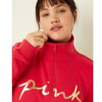 PINK - Victoria's Secret VICTORIA'S SECRET PINK FLEECE QUARTER-ZIP Red Sweater size large Photo 1