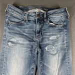 American Eagle Jeggings Size 2 Regular Wash Distressed Super Stretch Denim Jeans Blue Photo 3