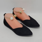 Ballet Flats Beaded Ankle Dressy Fashion Comfort Pointed Toes Shoes Black Sz 38 Photo 0