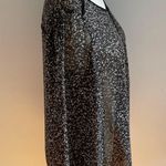 Pleione Sheer Speckled Long Sleeve Pullover Blouse- Black- Size Medium Photo 3