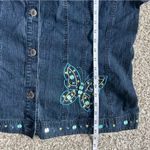 Alfred Dunner Dark Blue Jean Jacket Butterfly Embroidery Beaded Denim Casual Size 18 Photo 6