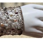 Vintage Freshwater .999 Silver Pearl Wire Rope Cuff Bracelet Wrapped Pearls 7.5” Photo 6