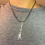 Handmade Y2K Gothic Punk PU leather Necklace , Wire with hanging man zombie pendants Photo 7