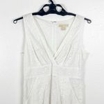 Michael Kors White Eyelet V-Neck Flat Pockets Lined Sleeveless, Dress Size 8 Photo 9