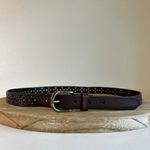 Vintage Brown Genuine Leather Cut Out Western Golden Buckle Belt Size Large Photo 8
