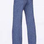 NYDJ curves 360 linen viscose micro navy striped boot straight leg pants 6 Photo 0