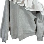 CLU One Shoulder Ruffled Sweatshirt In Heather Gray/White Gray Photo 3