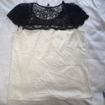 EXPRESS Women's Lace Shirt Black & Cream Size Small Business Formal Office Photo 6