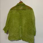 Ruby Rd . Textured Lime Green Blouse 3/4 sleeve sheer button down Photo 5