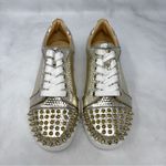 Christian Louboutin NEW Vieira Orlato Spike Studded Lace Up Sneaker Shoes Gold Photo 2