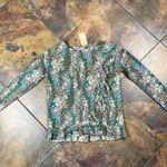 NWT Tru Luxe Jeans Floral Ruffle Trim Long Sleeve Top Medium Brown Photo 4