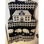 Y2K Folk Farmhouse Woven Checks Sheep Hearts Fringe Open Front Boho Cottagecore Black Size L Photo 9