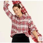 J.Crew classic Plaid women’s flannel button Women's Top red white size 0 Photo 0