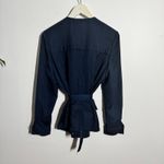 Anthropologie HEI HEI Women S Navy Blue Utility Button Down Zipper Jacket Fall Photo 1
