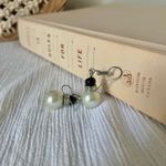 Black & Pearl Dangle Earring Vintage “Rae” Classic Dark Femme Simple Elegant Jewelry Photo 1