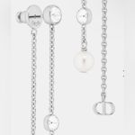 Christian Dior Dior PETIT CD TREASURE EARRINGS Silver-Finish Metal with White Resin Pearls Photo 4