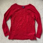 CHAPS Red Sequin Long Sleeve Blouse Photo 0
