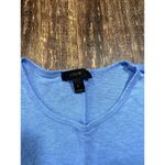 J.Crew Ruffled Sleeve Linen Blue Tee Shirt SMALL Photo 2