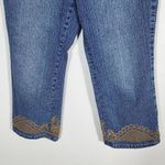 Coldwater Creek Boho Capri Jeans with Brown Embroidery Size 14 Croppped Denim Photo 3