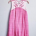 Free People ‎ Pink Strawberry Fields Embroidered Mini Dress Photo 1