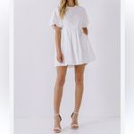 English Factory  White Baby doll Mini Puff Sleeve White Dress(Size Large) Photo 3