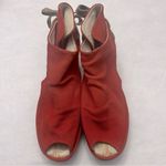 Fly London Yull Red Perforated Nubuck Peep-Toe Wedge Sandals size 40 (9-9.5) Photo 2
