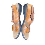 Clarks Sandals Brown Leather Comfort Strappy Wedge Open Toe Walking Shoes sz 11 Photo 1