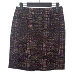 Ann Taylor Petites 0P Purple Black Colorful Tweed Pencil Skirt Back Zip Slit Photo 0