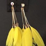 Romeo + Juliet Couture Romeo & Juliet Crystal stud Bar and Yellow Feather Photo 0